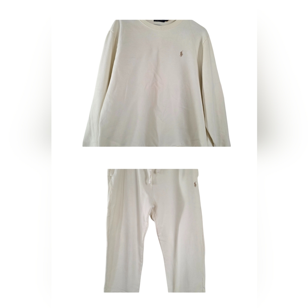 Polo by Ralph Lauren Men's Cream Jogging Suit Includes Sweater & Sweatpants